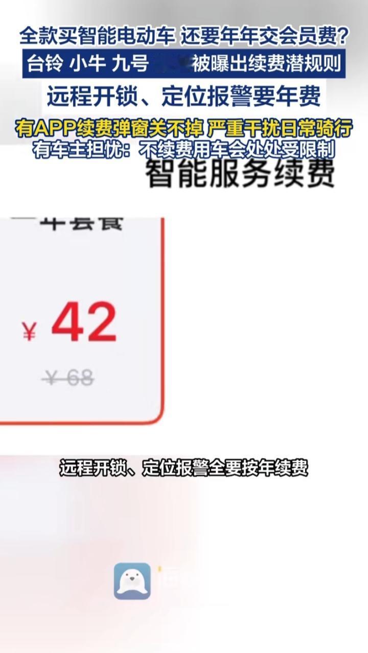 全款买智能电动车，还要年年交会员费？几十块的年费，藏着行业的潜规则
 
花几千块