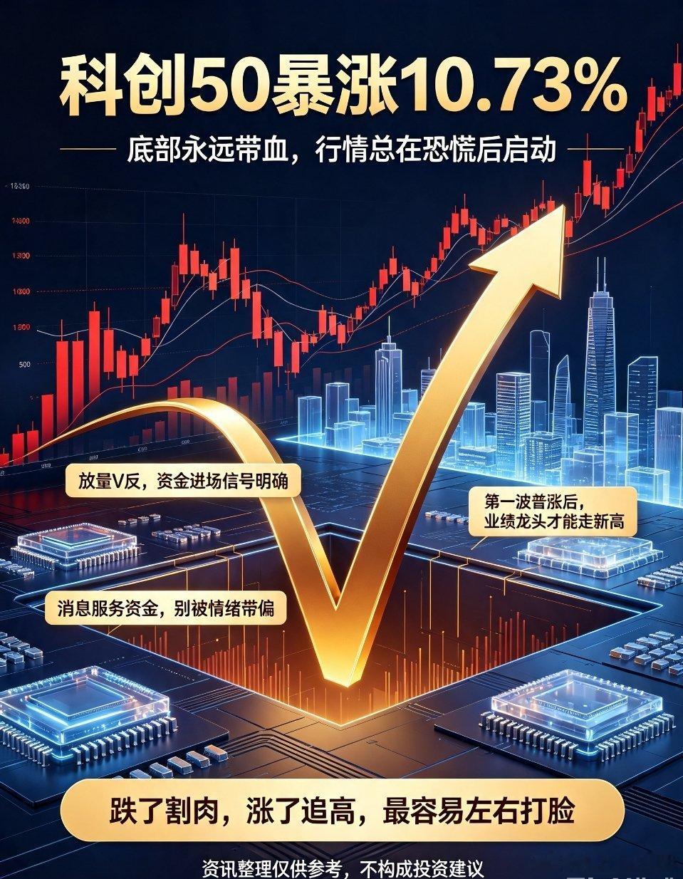 科创50暴涨10.73%底部永远带血，大行情往往诞生于极致恐慌之后科创50单日暴