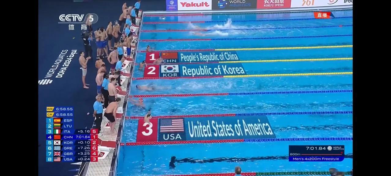 中国队历史上首次夺得男子4乘200自由泳接力世锦赛冠军！16岁的张展硕太牛了！最