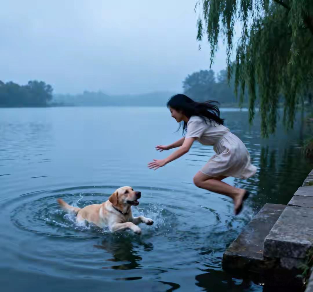 你能想象吗？一个不会游泳的女子，为救爱犬，毫不犹豫跳进了冰冷的湖里！这究竟是怎么