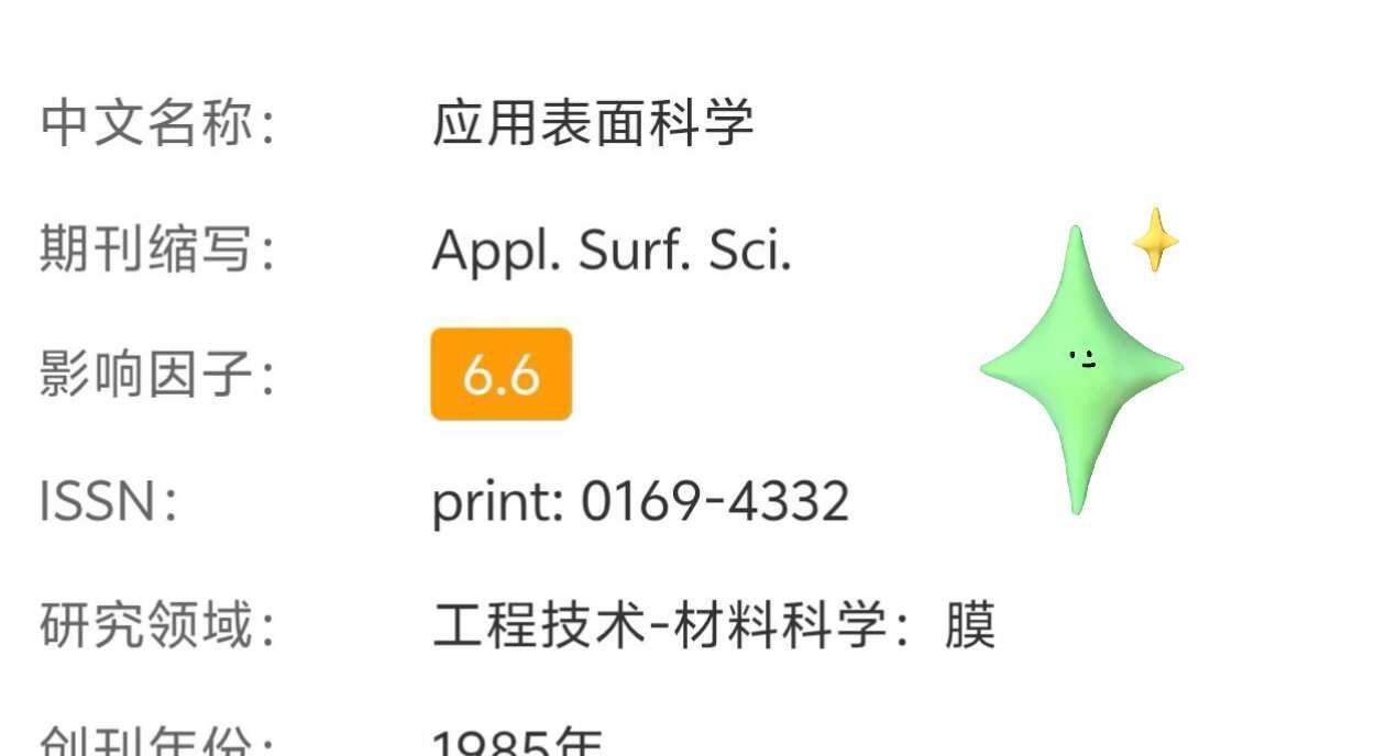 材料科学大类二区《Applied Surface Science》需要稿件sci