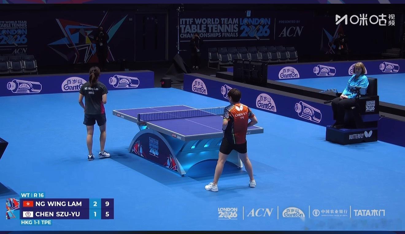 2026伦敦世乒赛女子团体16-8中国香港2-1中国台北吴咏琳3-1陈思羽（6-