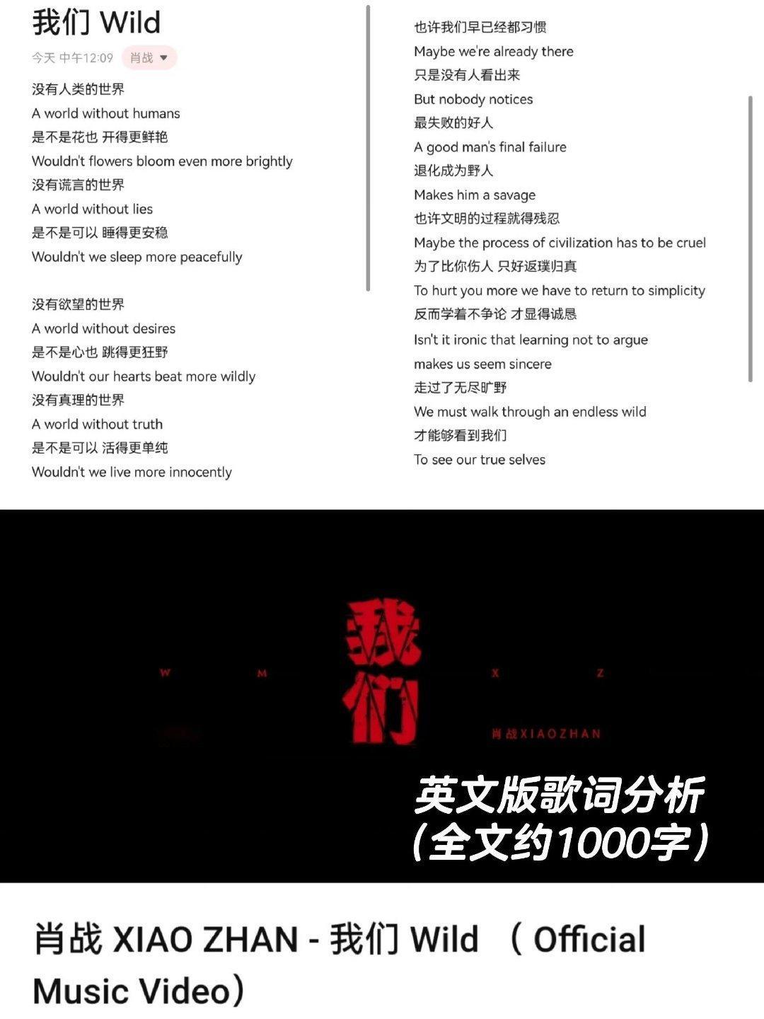 肖战《我们》歌曲英文歌词翻译，看了有种淡淡的伤感！每句歌词背后隐藏着真正的情绪与