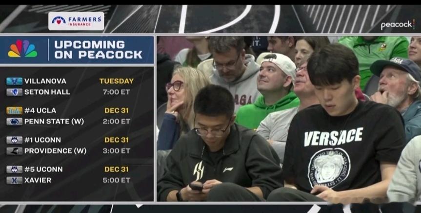 俄勒冈作客开拓者主场，杨瀚森与翻译到场为林葳助威。林葳今天得分不错呀，替补出战1