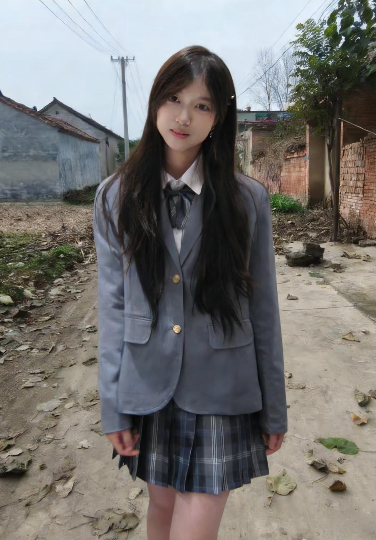 不必借繁花衬色，你本身就是春色
灰调的衣装，掩不住骨里的清绝
长发如瀑，垂落着最