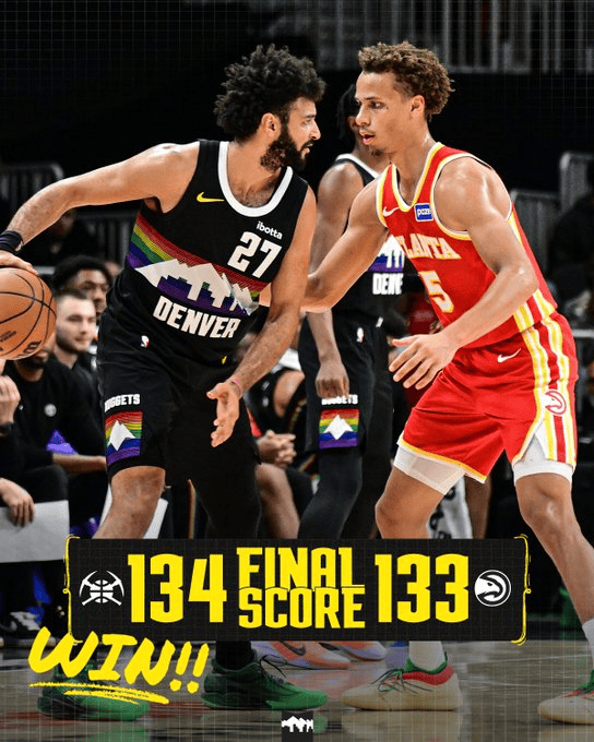 掘金官方发布全场比分海报：永不放弃，战绩升至16胜6负！