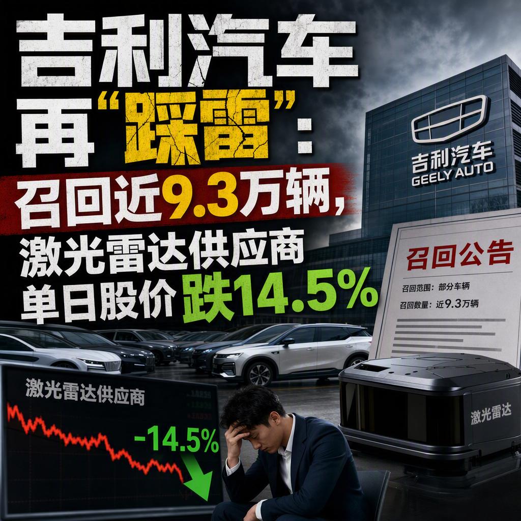 98000辆车被召回，一颗激光雷达的芯片，让供应商单日市值蒸发14.52%。
8