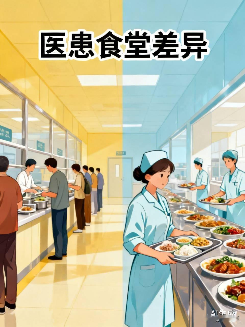 医生和患者不在一个食堂吃饭，能理解；饭菜质量却不一样，这让人怎么咽得下去？

去