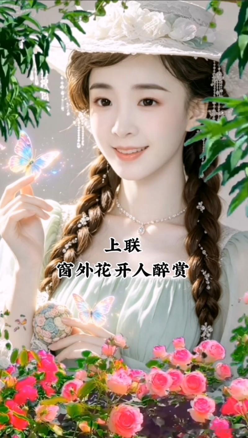 这个对联 问了50个人了

还没有对出答案😂

上联是：窗外花开人醉赏

那么