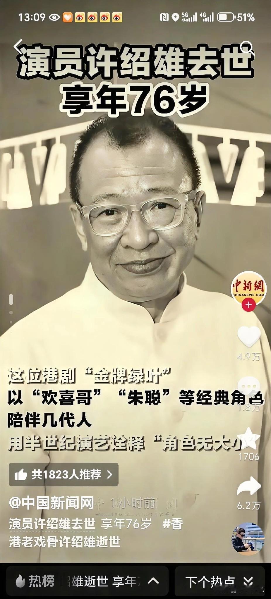 挺不错的一个演员去世了，但是实在想不起来他演过什么影视剧。