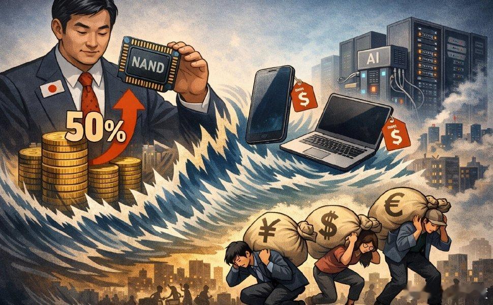 日本存储巨头涨价50%完了，今年新发的手机笔记本啥的估计都要涨价了，醉了