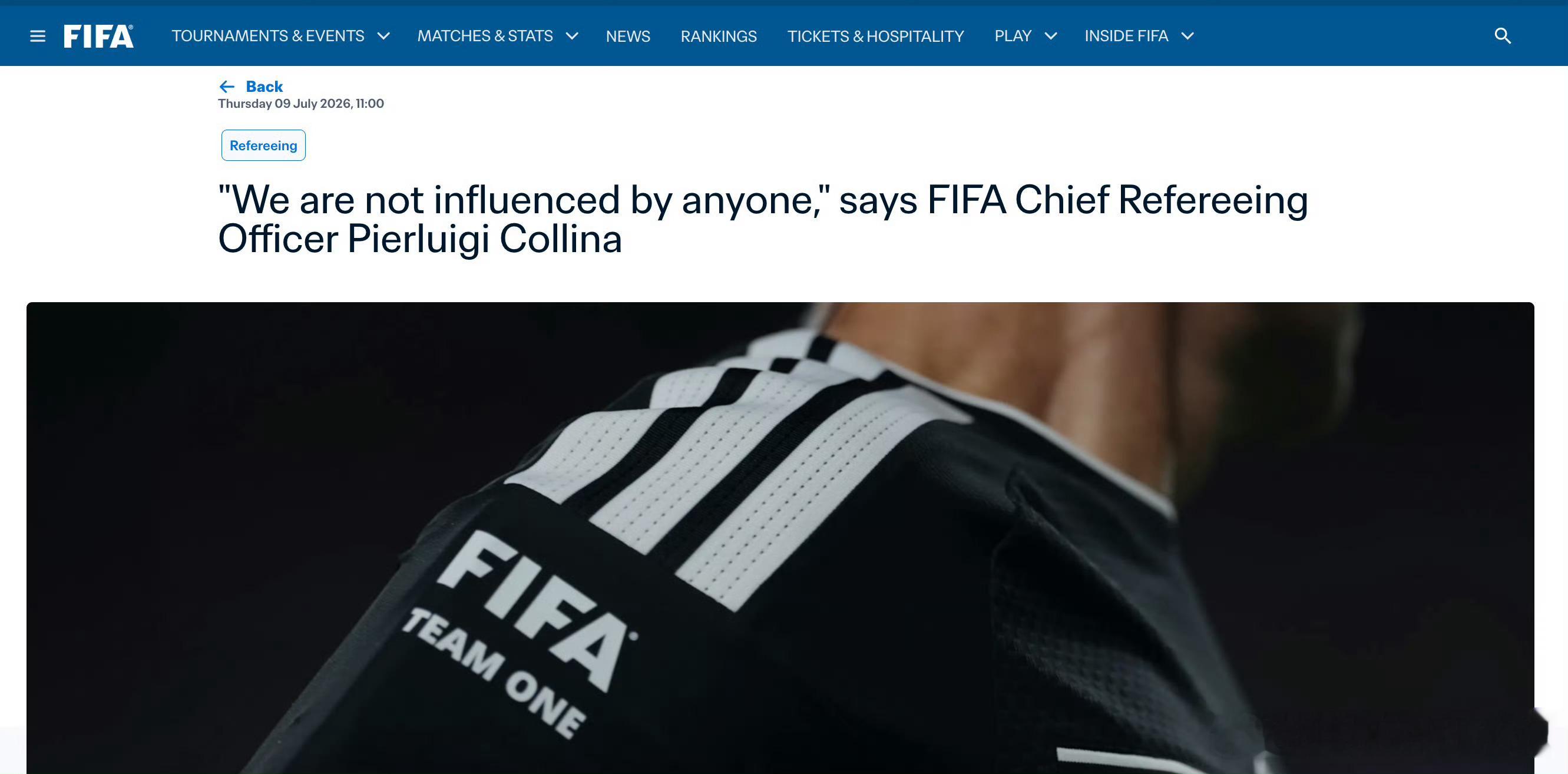 科里纳是谁，他甚至不是一位裁判FIFA认定阿根廷进球判罚正确