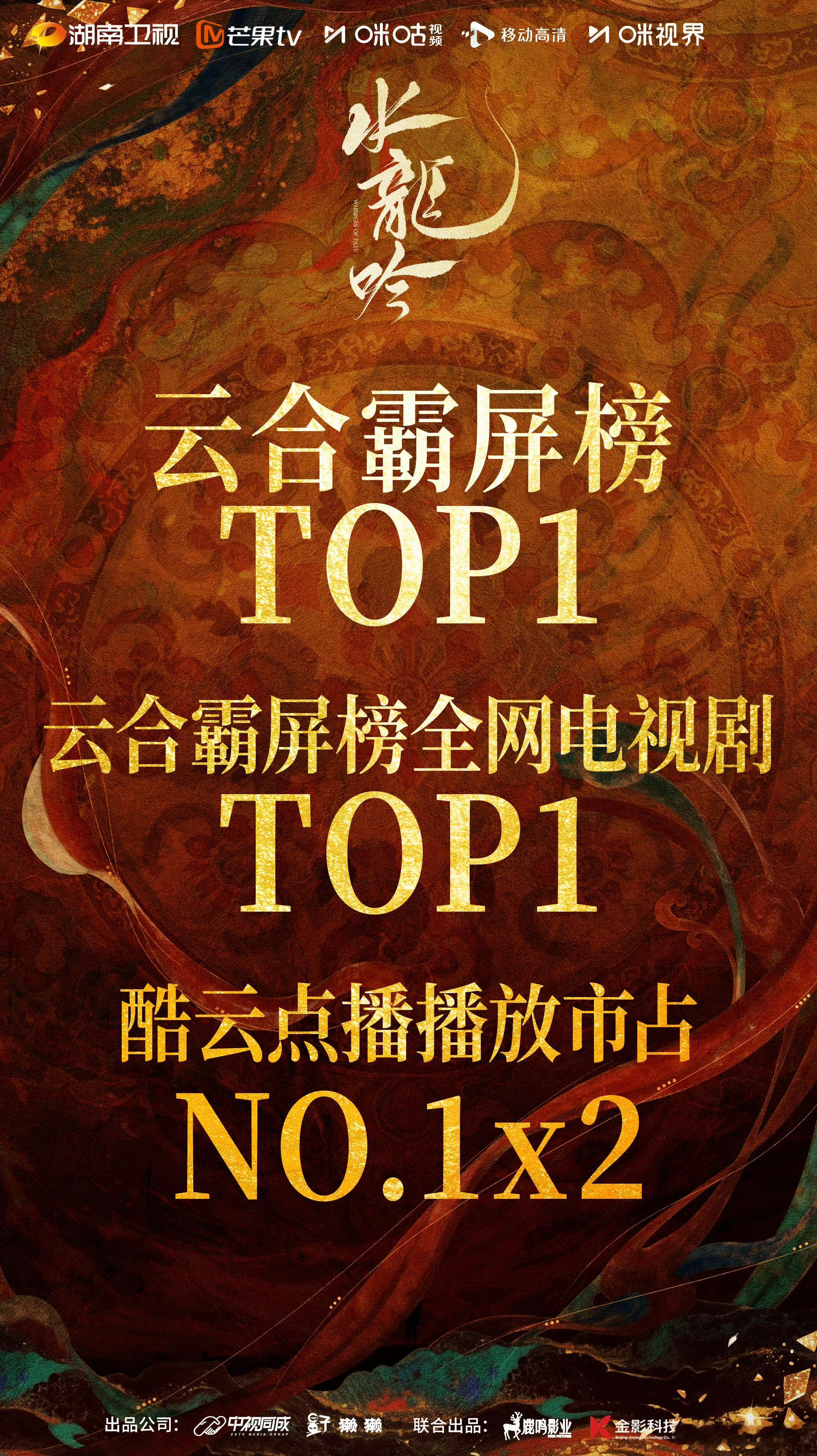 水龙吟强势包揽云合TOP1与酷云TOP1双桂冠水龙吟双榜加冕水龙吟双榜加冕，好，