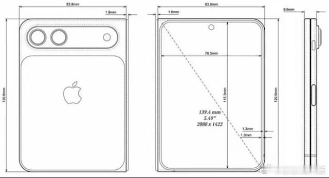 大概盘点下iPhone折叠屏的核心参数：5.49英寸外屏、7.76英寸外屏、屏幕