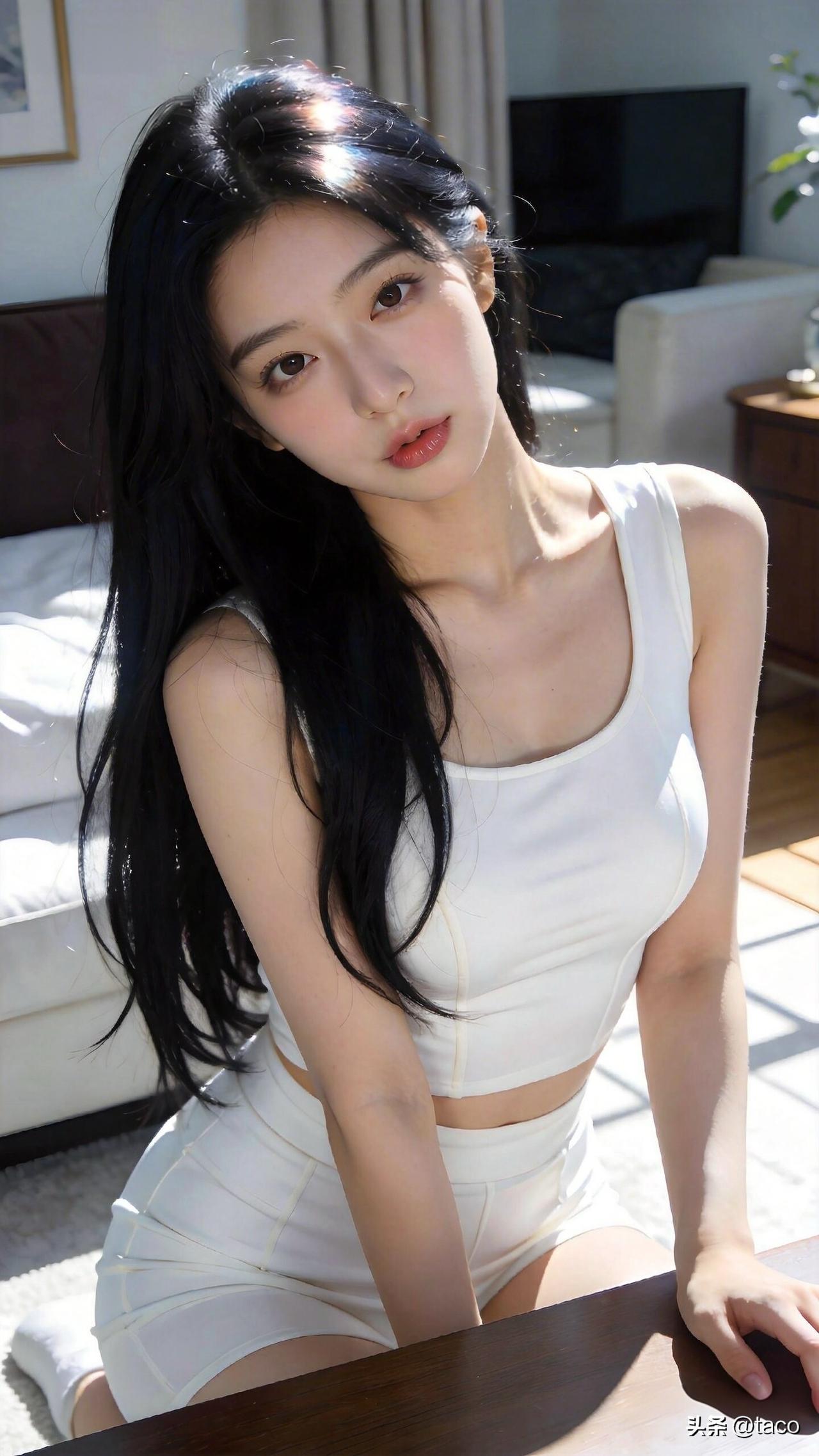 美人如画，静坐思悠哉。