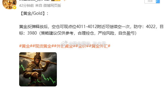 黄金收割走人！4011空，中途下行小浮盈后再次涨回，不过料定美联储决议前多头难有