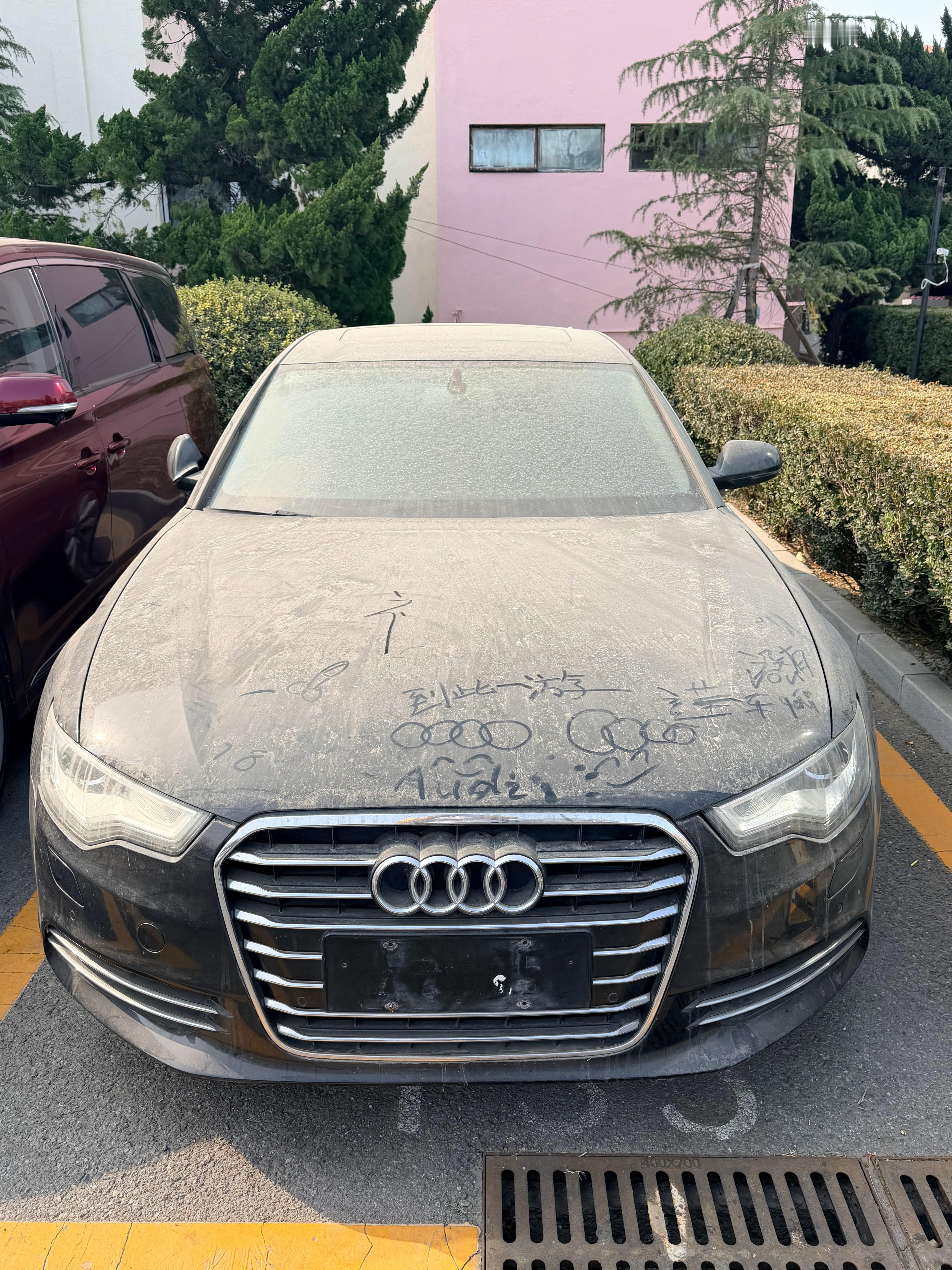 看来，这台车在这个停车场停了不少时间了啊 