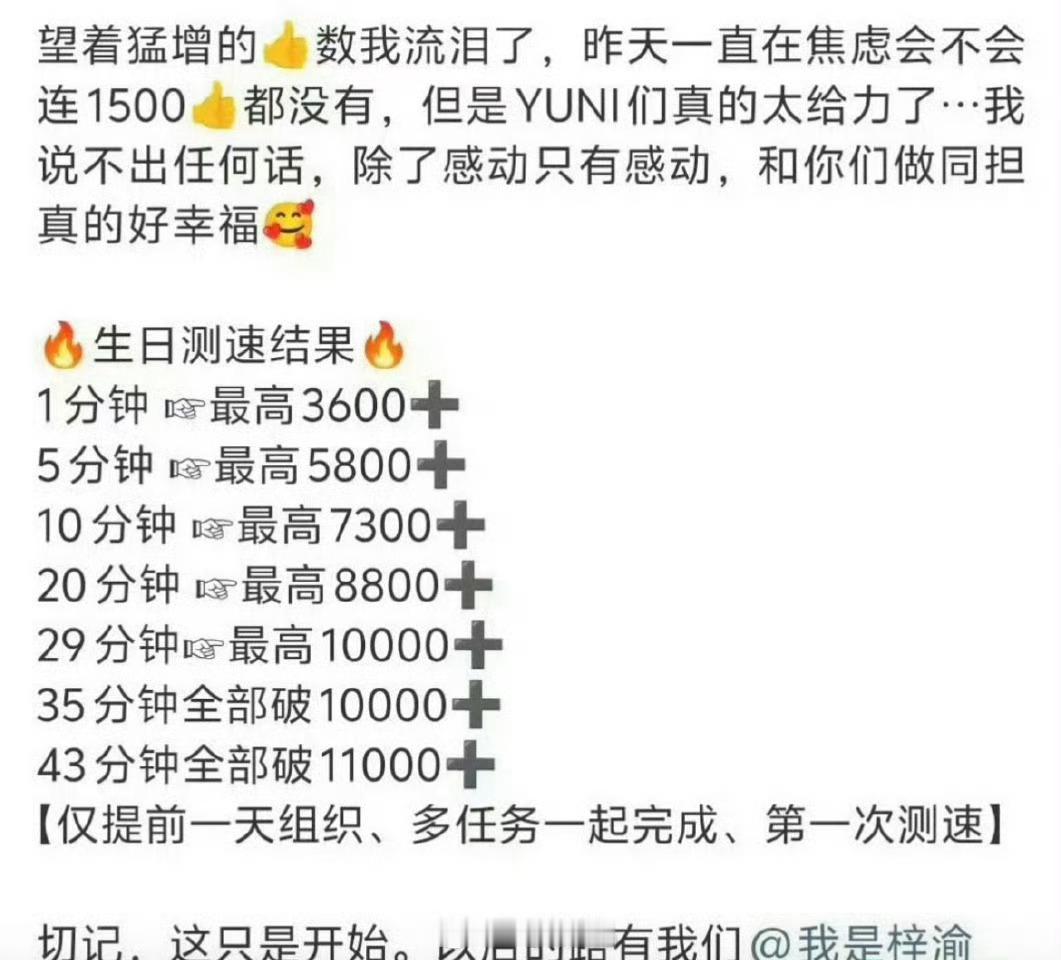 梓渝粉丝测速   活人好多好多，YUNI越来越牛比了 ​​​