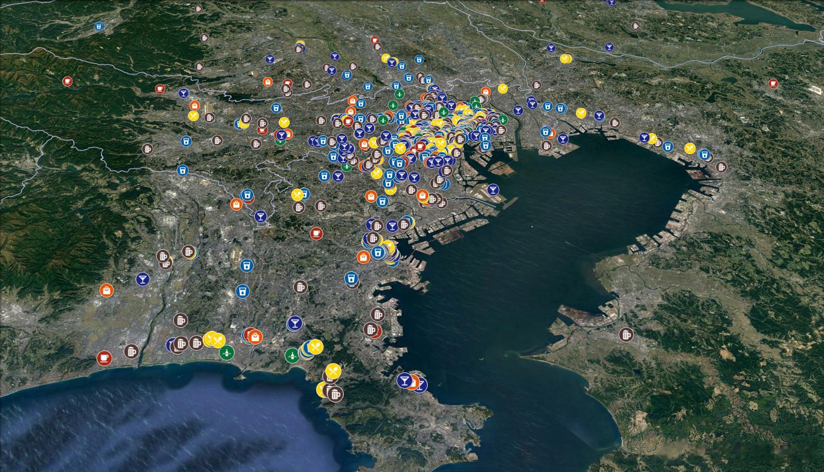 ​日本关东地区的精酿啤酒地图，……这6个点代表了一些我很想说但不太适宜的话[笑而