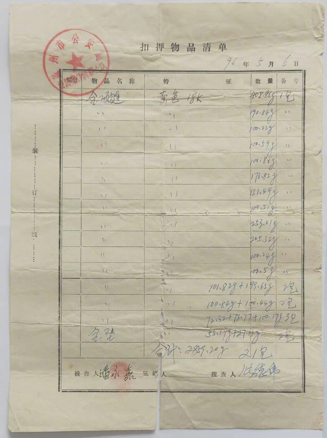 2859克黄金被警方扣押30年最新进展76岁了，30年，46岁的时候黄金被扣押，