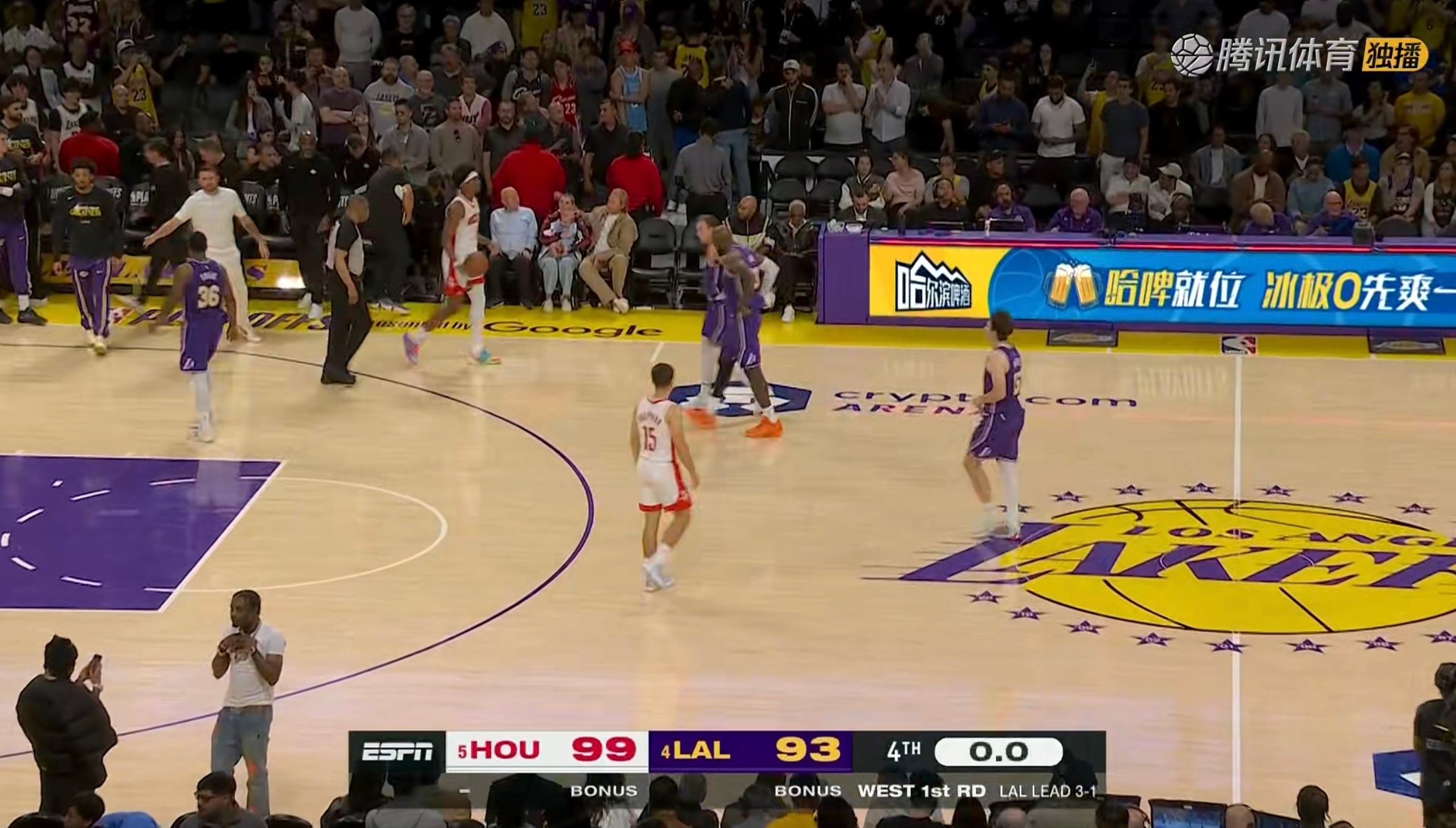 火箭99:93战胜湖人，总比分扳成2-3！火箭vs湖人