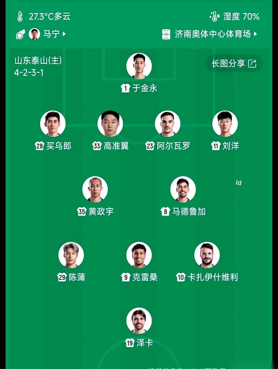 中超第23轮，山东泰山主场迎战青岛海牛。一边是手握30分排在第五的老牌劲旅，一边