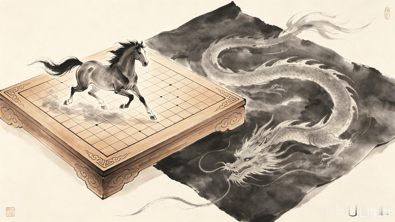 上联：棋盘三尺能跑马
下联：墨纸一方可藏龙