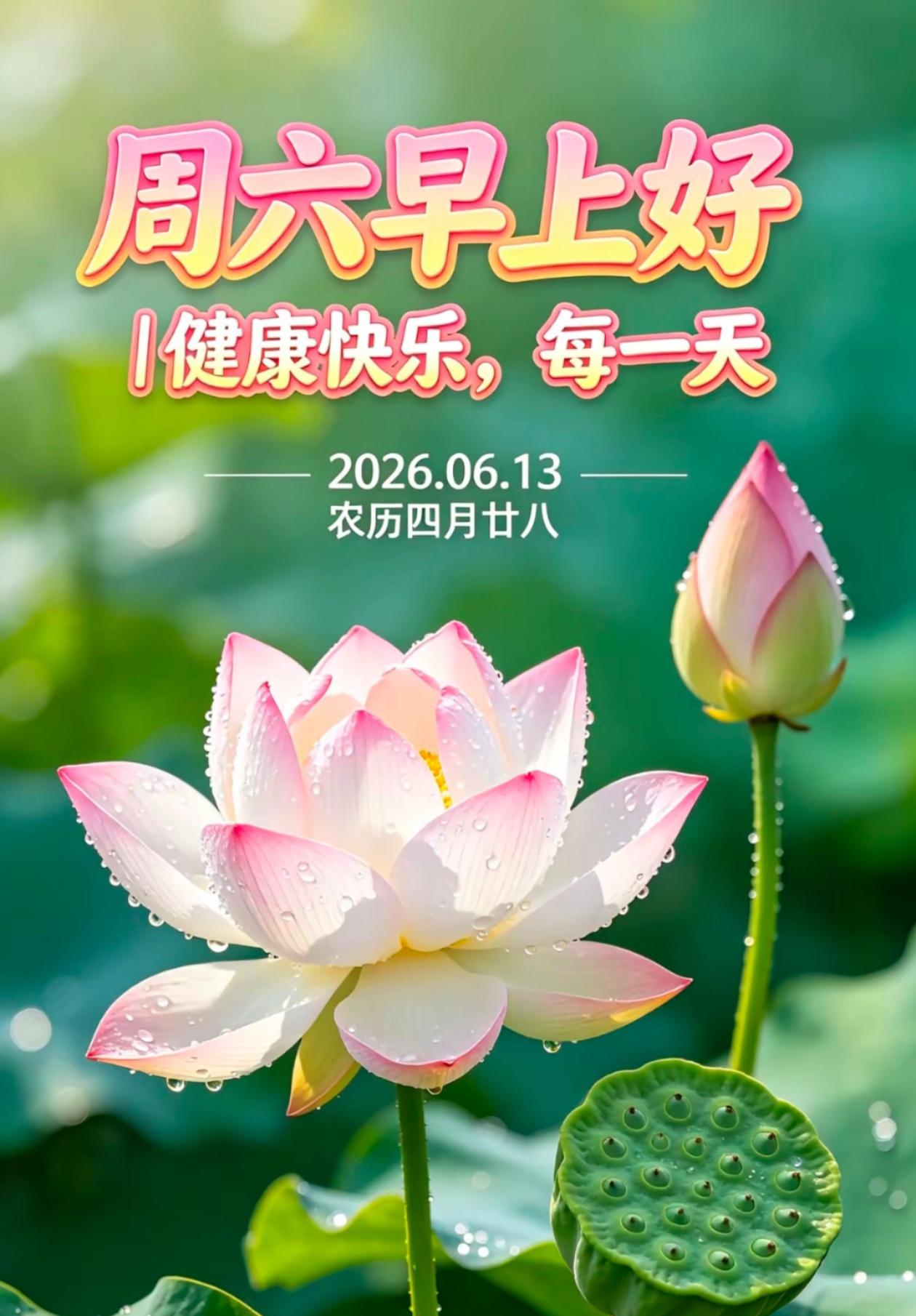 🌺2026./6.13.荷风送香.常怀欢喜🌺
 
🌴🌸晴光遍洒大地，清荷