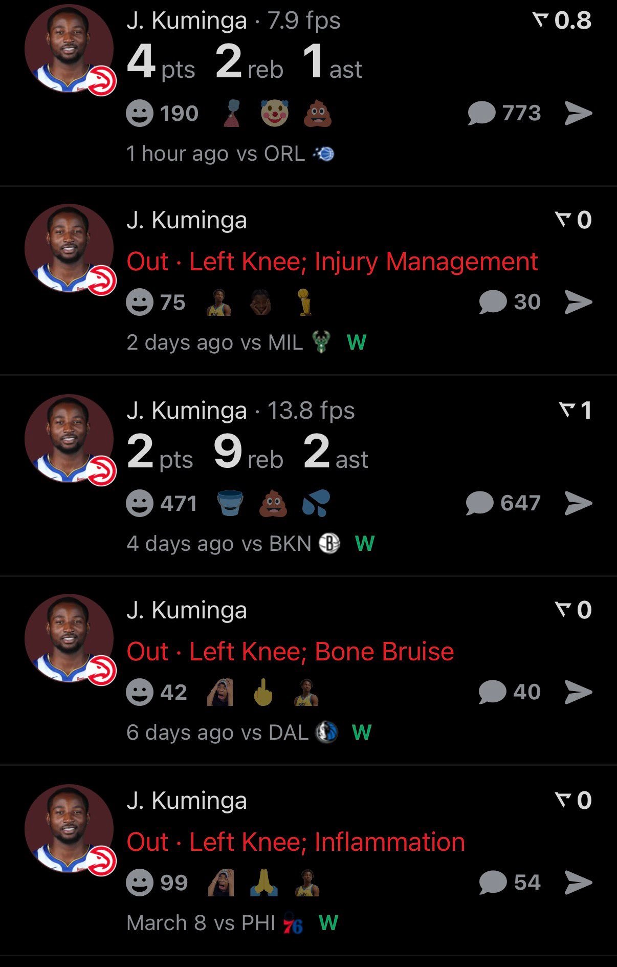 库明加今天7分，最近的状态一直游离体系外一样，蹲坑站底角，根本参与不到进攻，除了