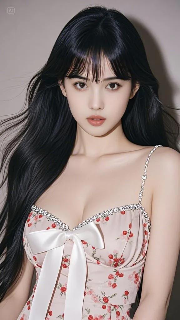 甜美少女风，樱桃印花连衣裙，清新自然，少女心爆棚！街拍 高清美女