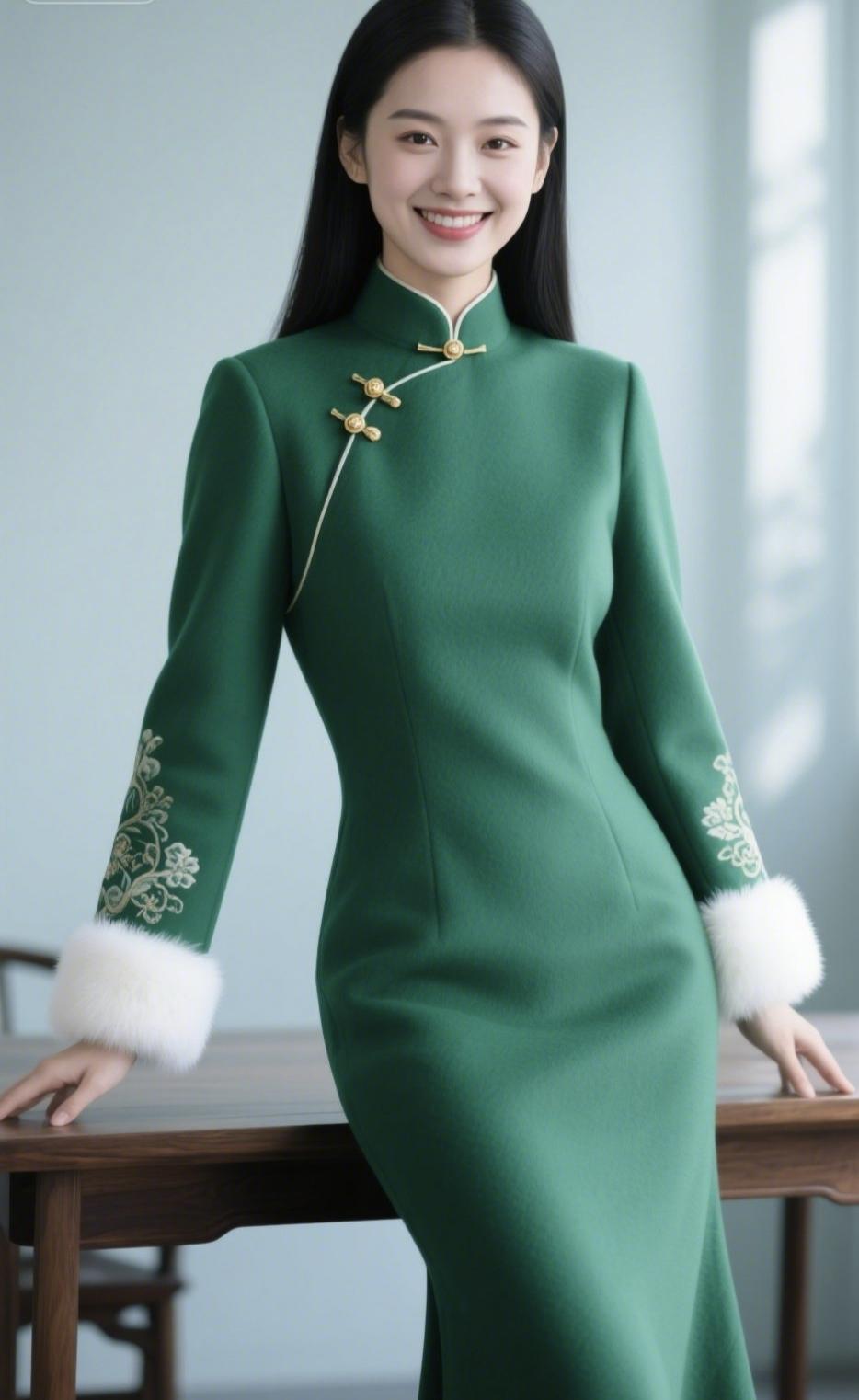 《一身旗袍，一生风雅》
 
针脚藏起江南的烟雨
盘扣系住岁月的温柔
一袭素色，或