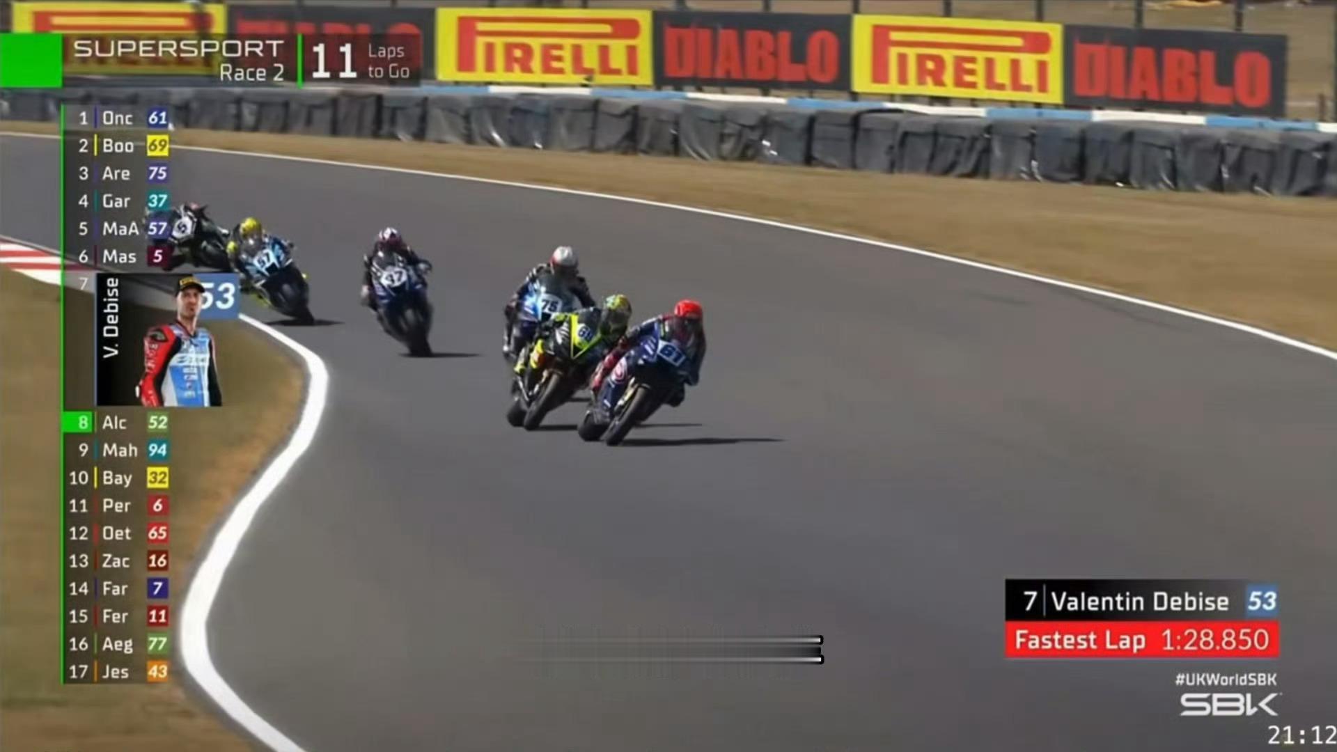 WSBK英国站德比斯积分榜第二英国站次回合全程逆风缠斗，德比斯后排发车一路突围，