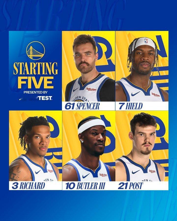 今日首发：斯宾塞 希尔德 理查德 巴特勒 波斯特金州勇士勇士vs公牛我的观赛搭子