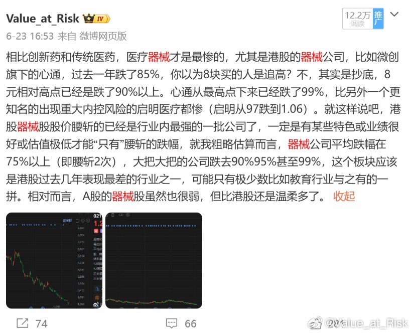 想起来上周直播和群友谈到器械什么时候有机会的问题。我的看法是，1）器械出海比较少