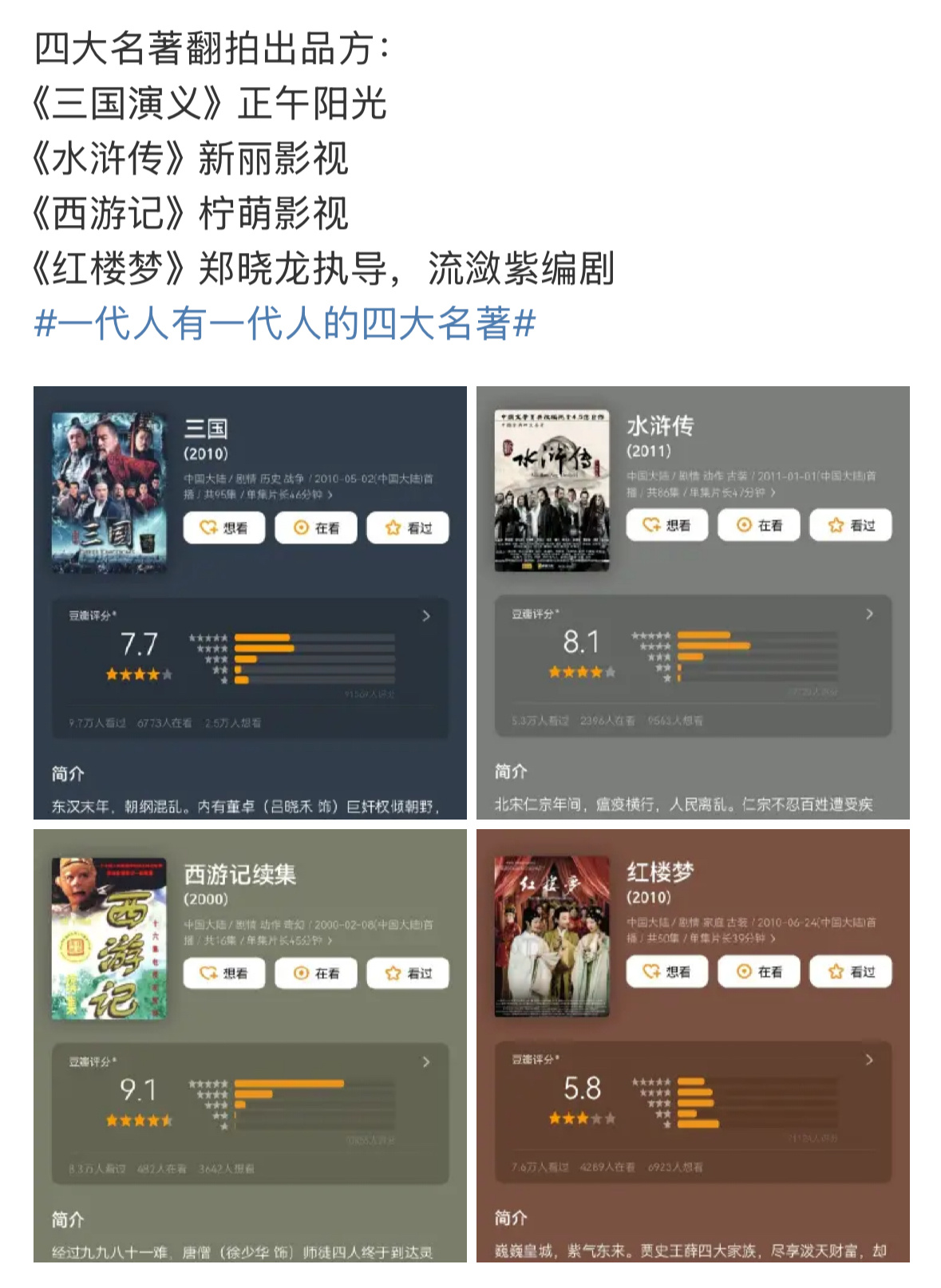 四大名著要翻拍了[哆啦A梦害怕] ​​​