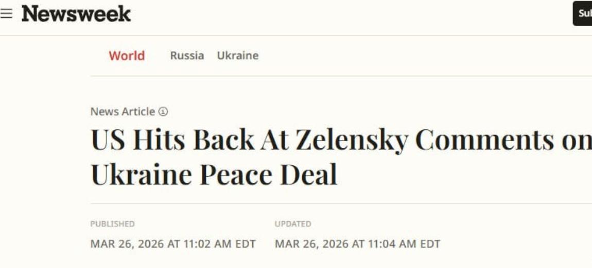 《新闻周刊》：美国否认泽连斯基有关 “为换取安全保障放弃顿巴斯” 的说法！

“