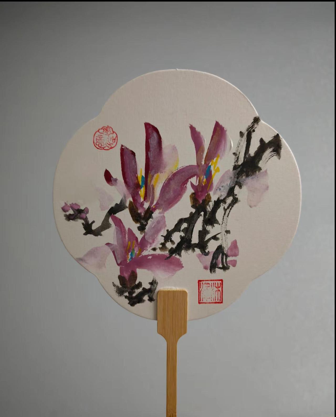 手绘国画作品 宣纸上的美 水墨画 团扇