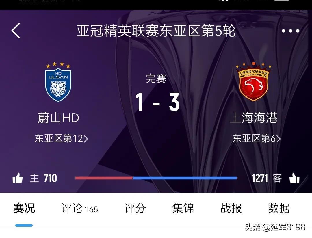 亚冠东亚区第5轮，蔚山FC1-3上海海港。

11月26日，2024-25赛季亚