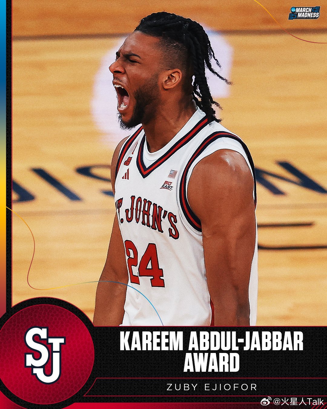 NCAA男篮 2026年奈史密斯大学男子篮球贾巴尔奖（年度最佳中锋）: Zuby