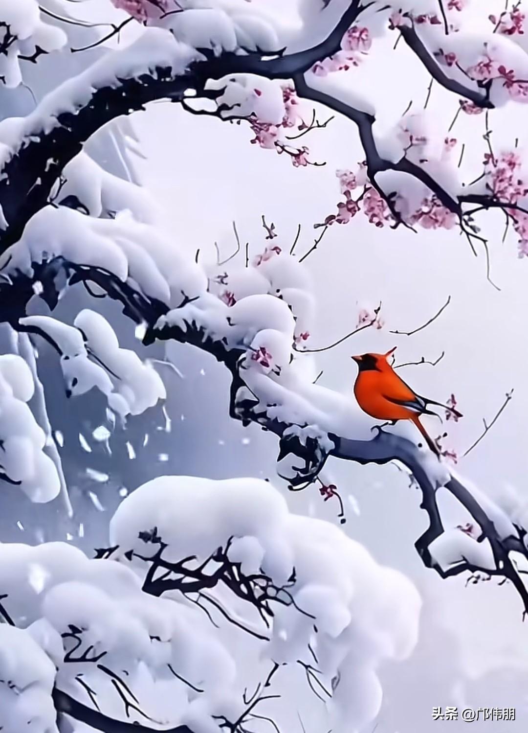 七律·梅雪同白头
寒蕊凝香立岭头，
琼花轻覆两温柔。
冰肌暗抱霜前韵，
素雪轻含