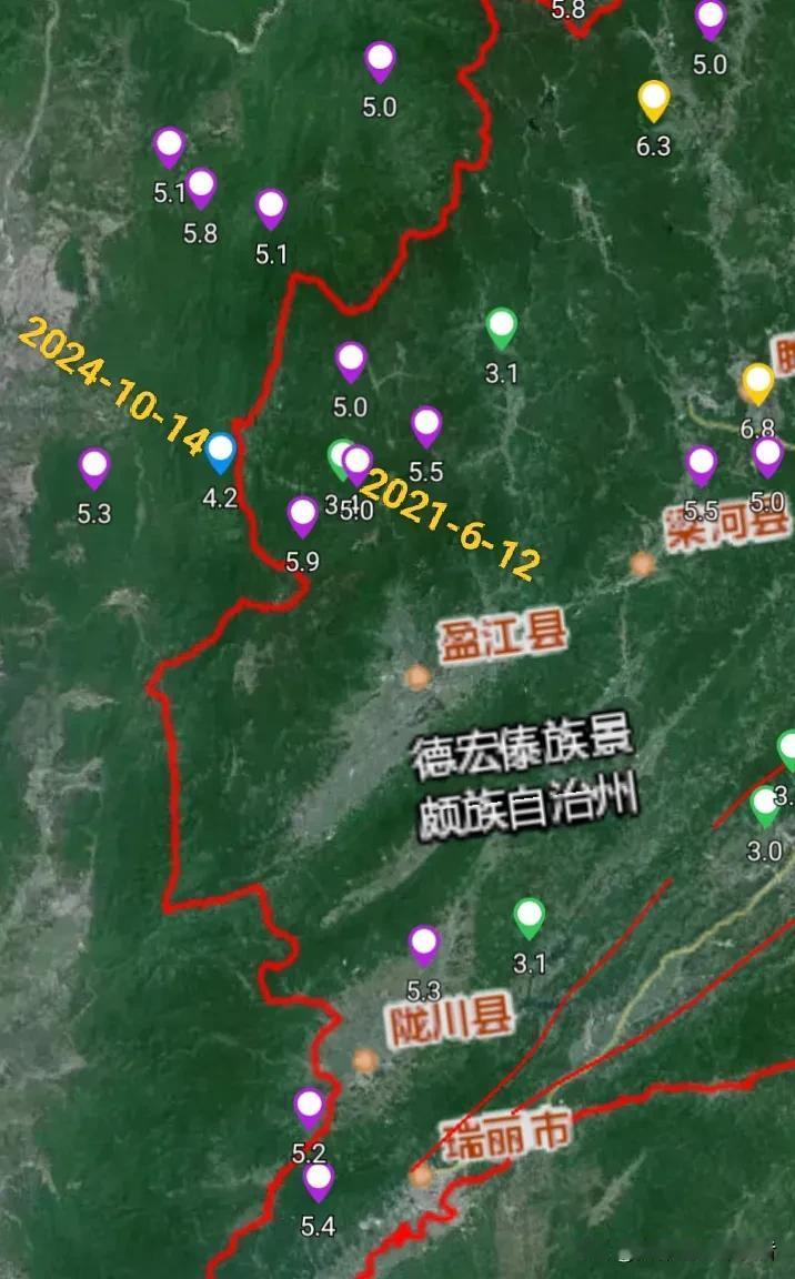 地震了，腾冲市、盈江县、梁河县都有震感，云南附近14日午15时02分突发地震了，