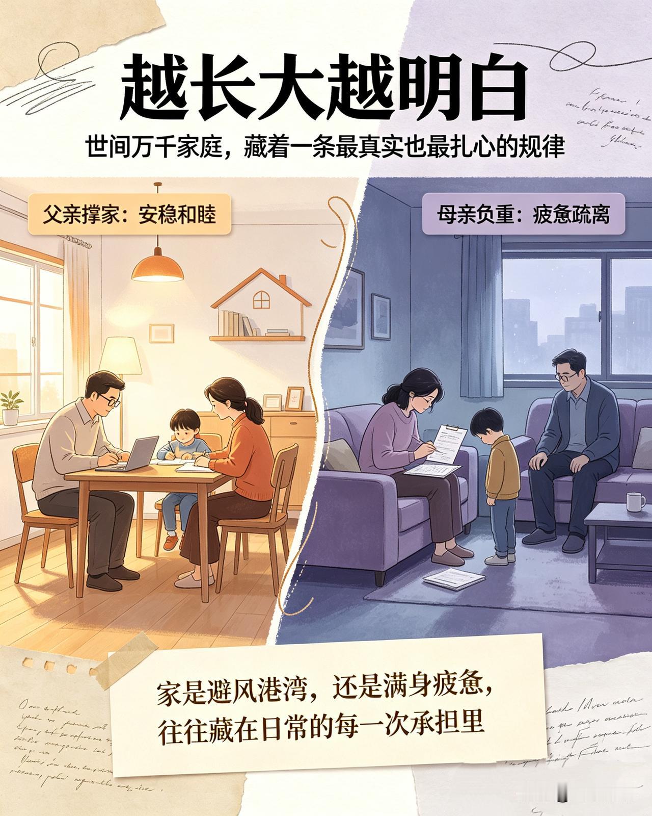 越长大越明白，世间万千家庭，藏着一条最真实、也最扎心的规律，历经无数家庭验证，格