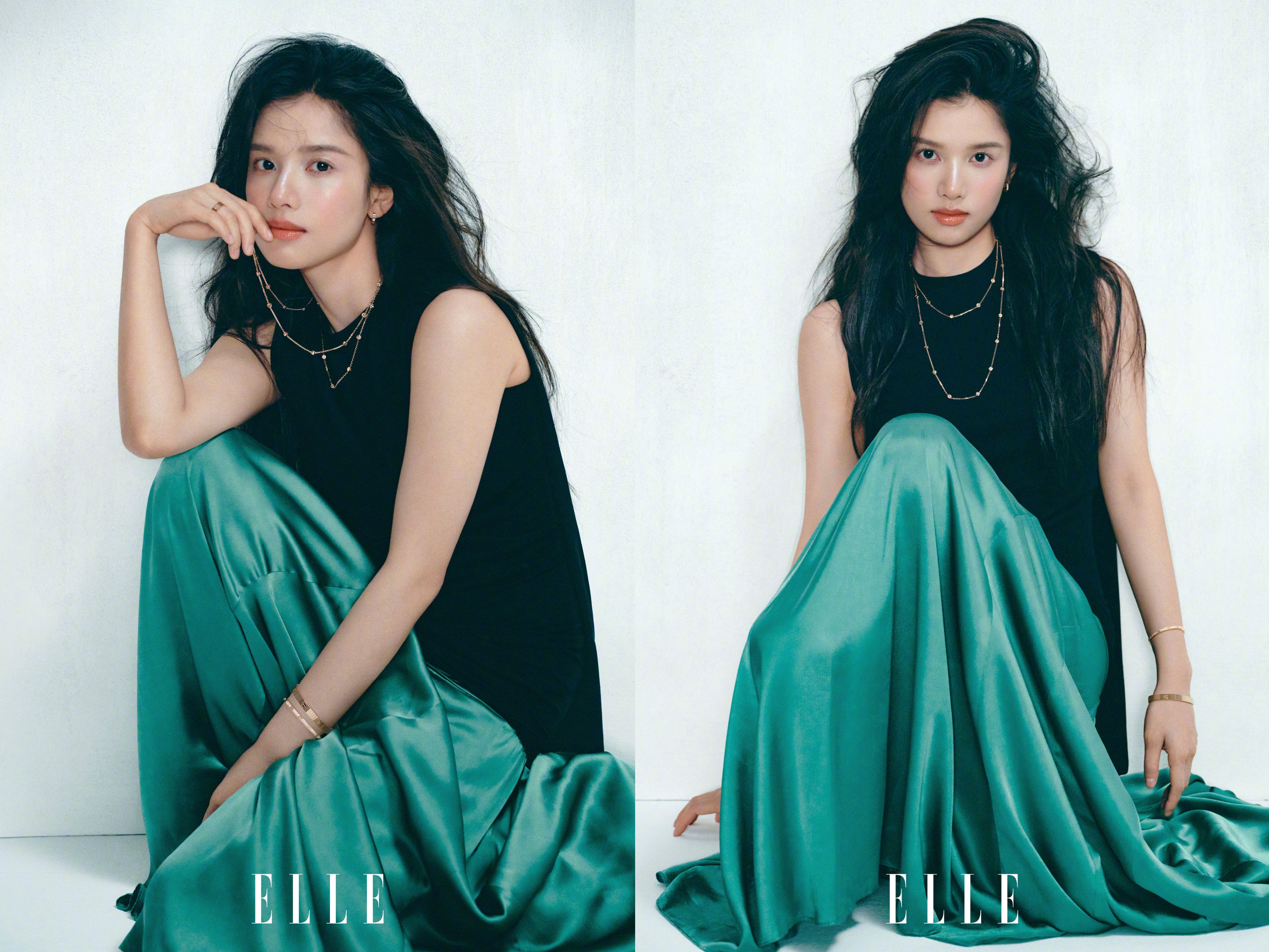 张婧仪二登ELLE，烟熏妆好适合，时尚表现力🐮 