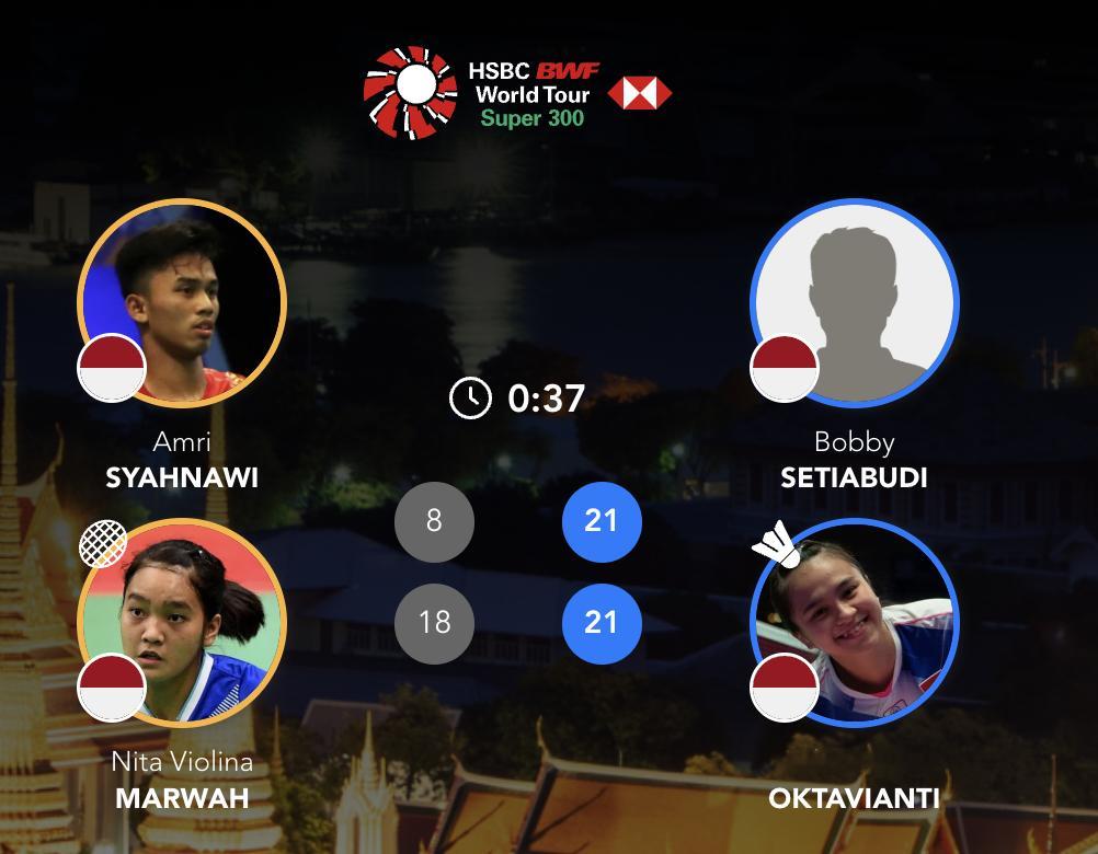 赛蒂亚布迪/梅拉蒂🇮🇩 21-8、21-18 🇮🇩西亚纳维/马尔瓦决赛对