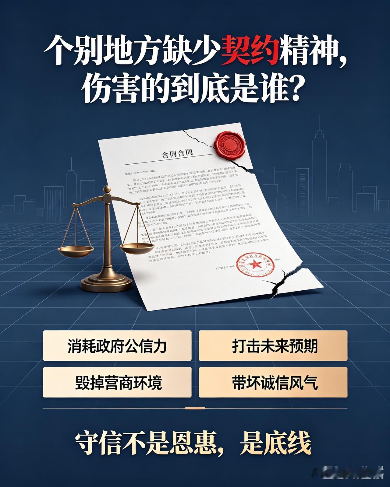 个别地方缺少契约精神，伤害的到底是谁？

有些基层单位，白纸黑字的协议、口头给出