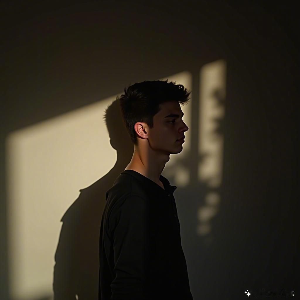 光影交错，柔和的光线勾勒出他的迷人气质。生活如艺术般，深邃而动人。 光影艺术  