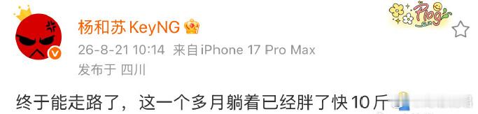终于！杨和苏脚伤恢复不少，已经可以下地走路了！杨和苏