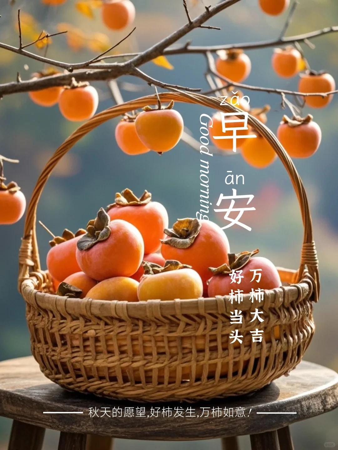 早安，秋天的柿子愿望，好柿发生，万柿如意