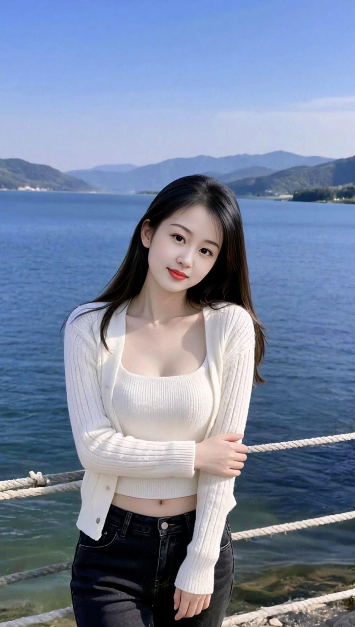 湖畔清新照 甜美系女孩 清纯甜美 治愈系