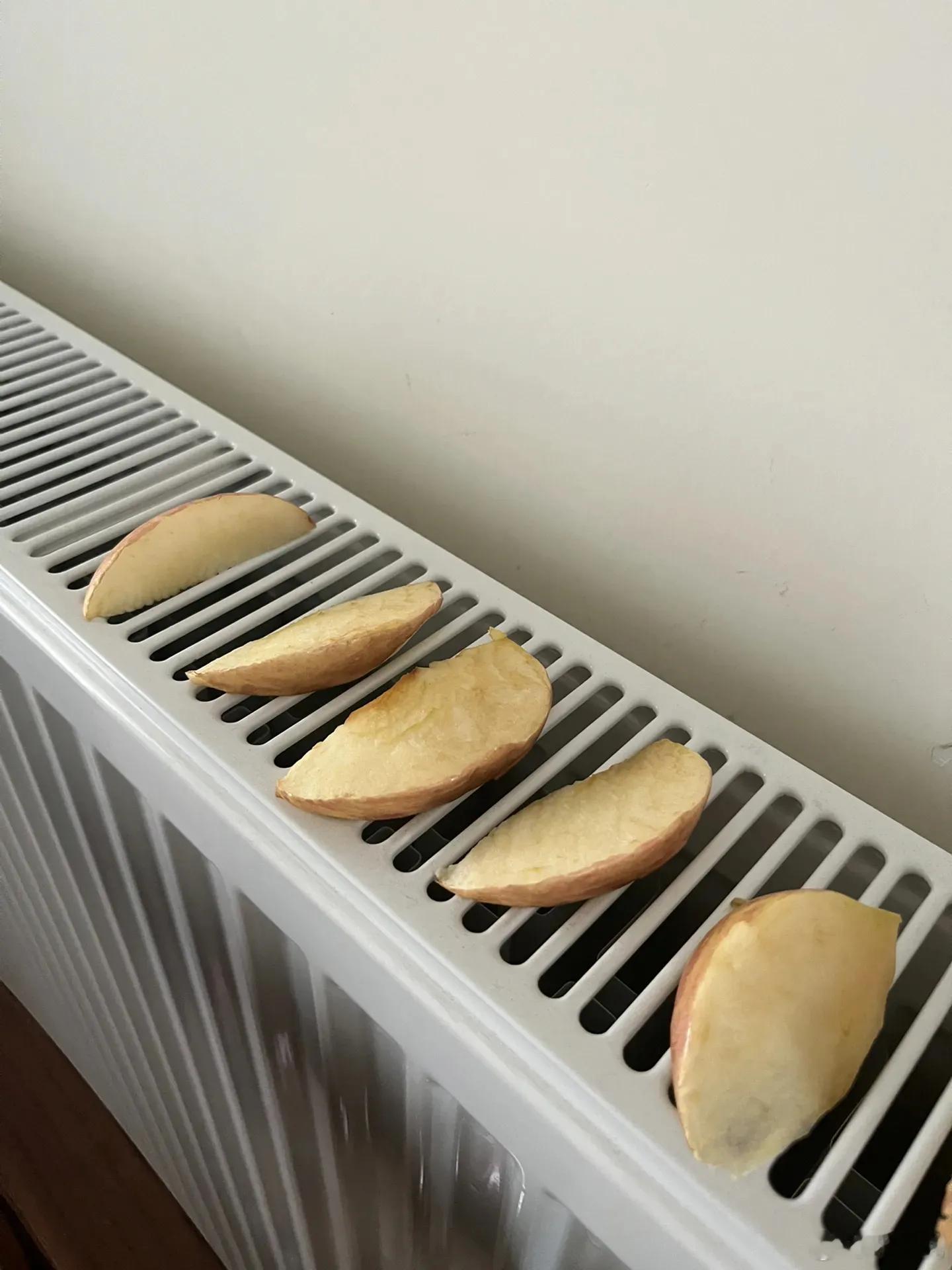 奶奶用暖气片烤苹果干山东烟台一位奶奶将普通暖气片改造成“天然烘干机”，耗时两天为